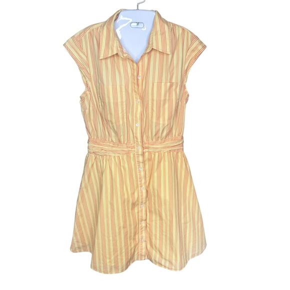 Derek Lam 10 Crosby 100% Cotton Yellow Orange Striped Shirt Dress Sz FR 48 US 12 - Picture 2 of 10